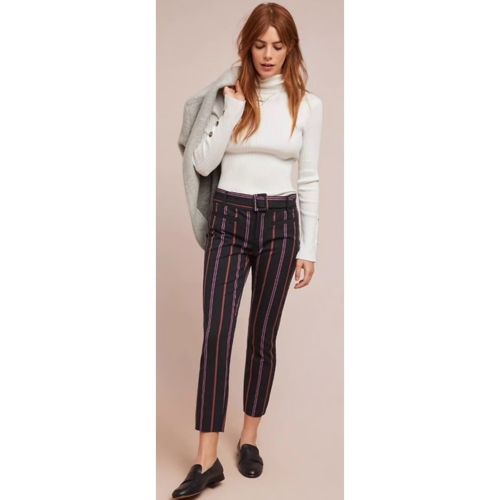 Anthropologie The Essential Slim‎ Striped Pants Women's Size 4 Career